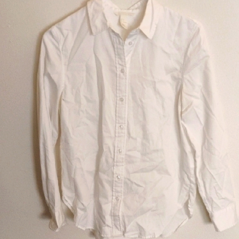 H&M White Cotton Casual Button Down Shirt